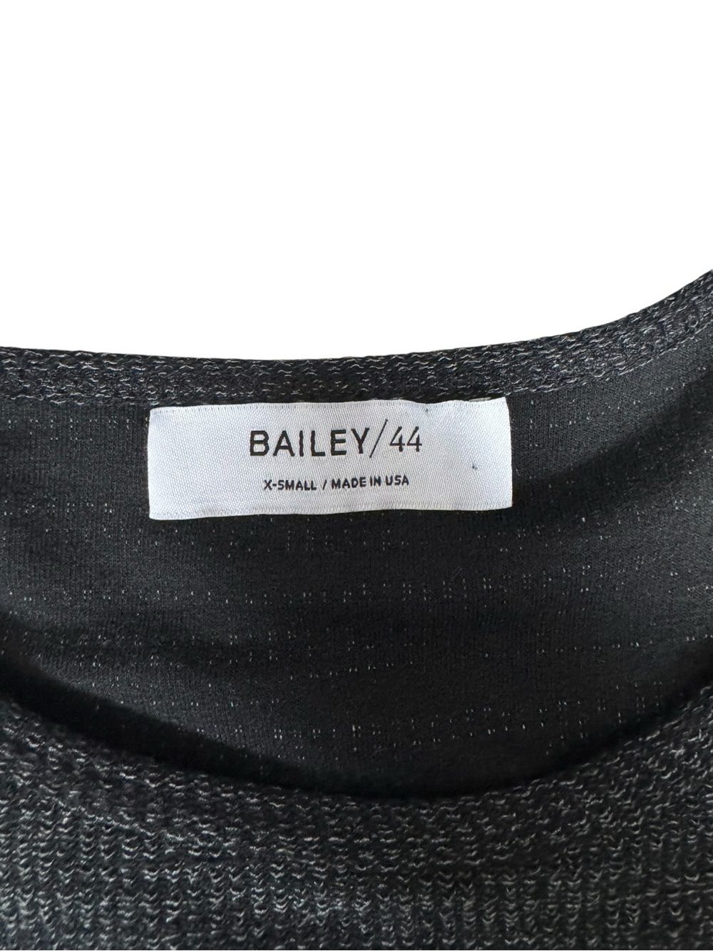 Bailey 44 Gray Knit Top Faux Leather Cuff Sleeves XS Made in USA Minimalist BB34 - Picture 5 of 7